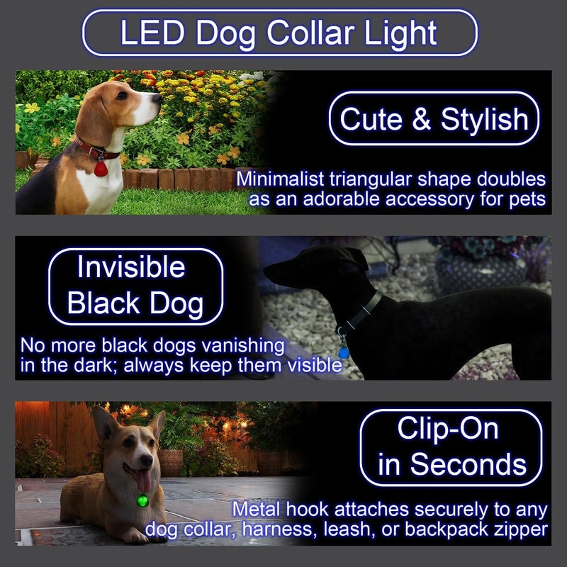 QUELIEN LED Dog Safety Pendant – Night Visibility, Durable, Long Battery Life, Easy Clip-on for All Dogs, Blue - Image 4